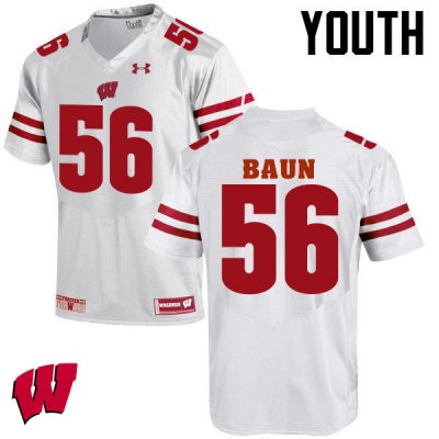 Youth Wisconsin Badgers NCAA #56 Zack Baun White Authentic Under Armour Stitched College Football Jersey ZQ31F05AQ
